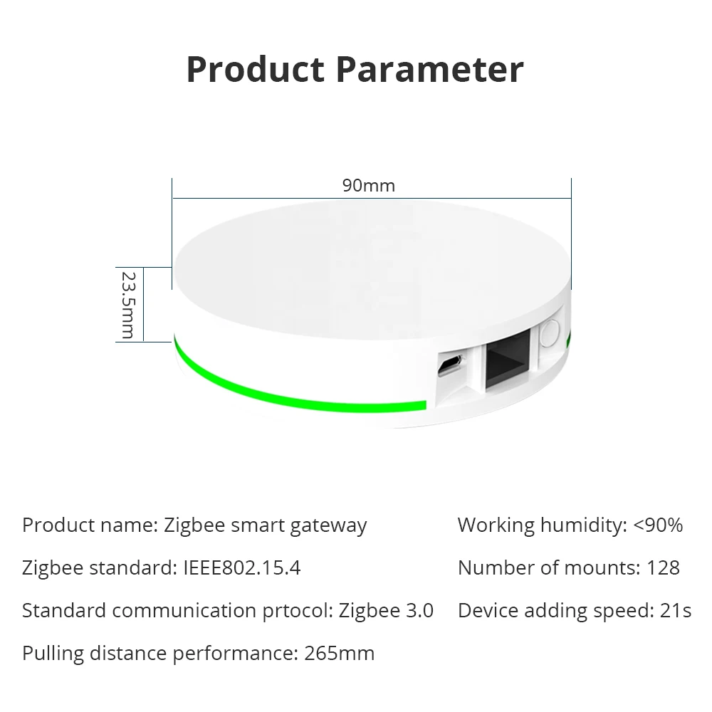Zemismart Tuya Zigbee Gateway Zigbee Wired Hub with Network Cable Port Wireless Smart Device Smart Life App Control