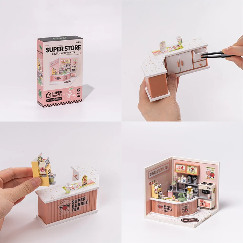 Robotime Rolife 3D Plastic Puzzle DW006 DIY Handmade Wooden Miniature Doll House Kit With Light