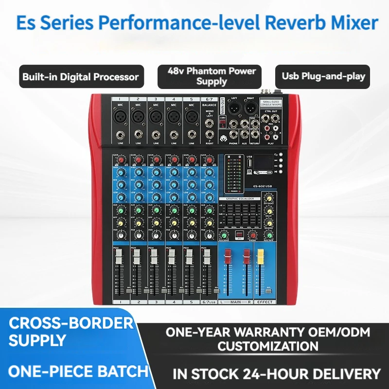 TEBO 6 channels audio mixer professional USB DJ mixing console blueteeht for perform