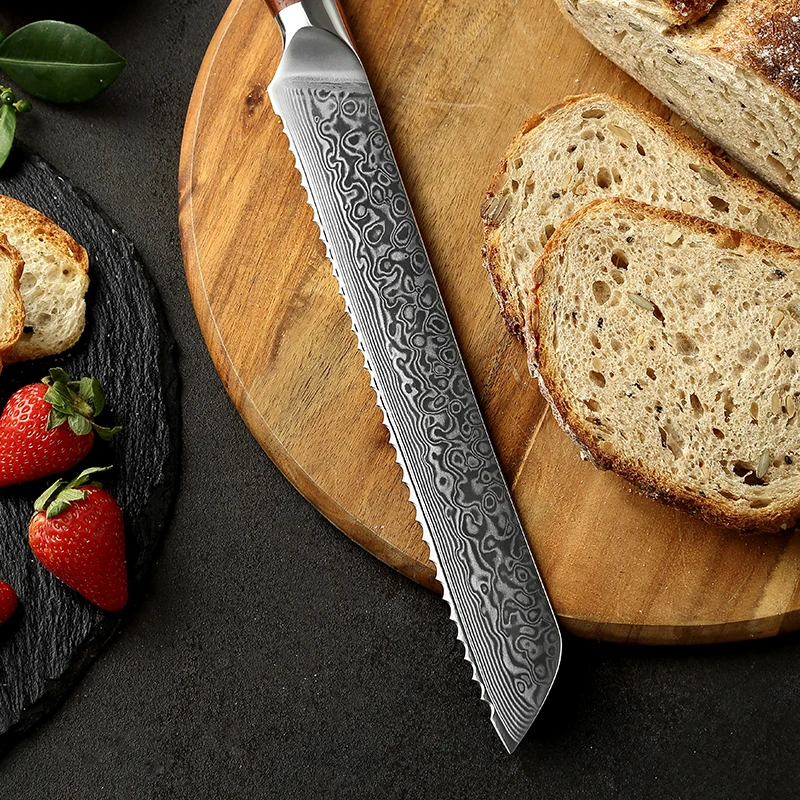 
9 inch high carbon damascus steel kitchen bread Knife 