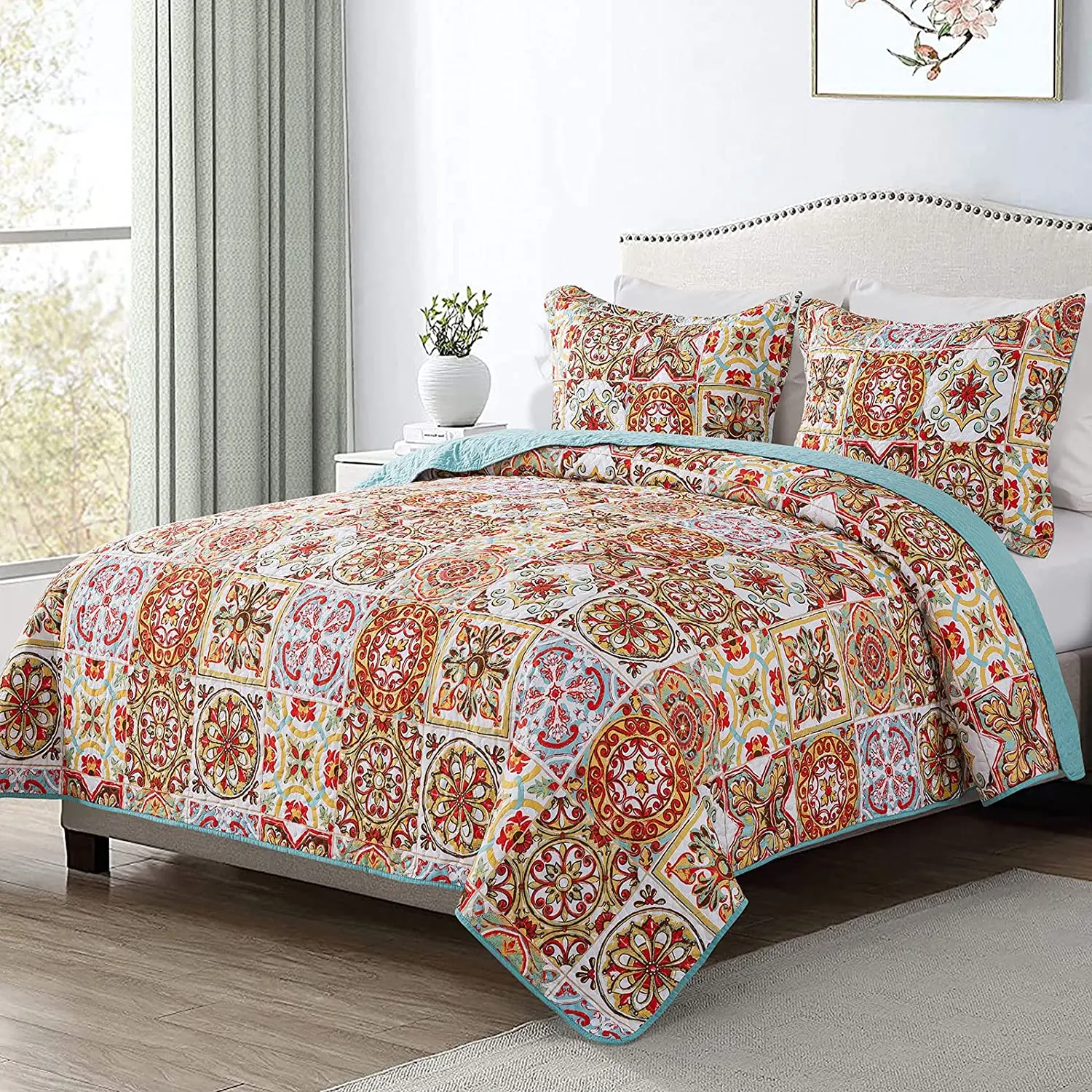 Brillmax Floral Luxury Homens Kantha Patchwork Summer Polyester Quilts Blanket Bedding Set Bedspread Wholesale Manufacturers