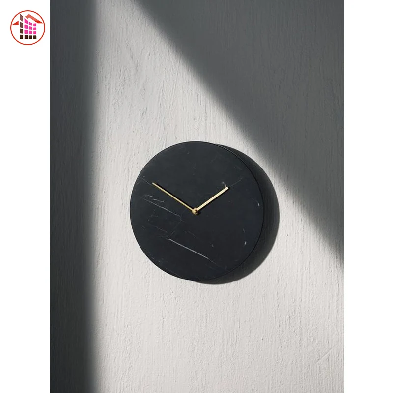 Home Decor Wall Clock Black Gold Clock Marble Stone Ttable Marble Hexagon in Black Wall CLOCKS Quartz Big Slabs Double Face
