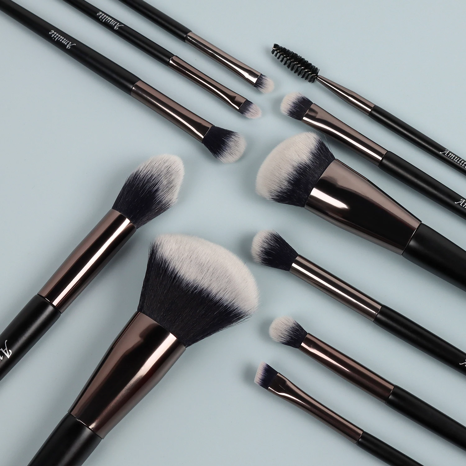 AMULITE 11pcs Makeup Brushes For Powder Foundation Contour Eyeshadow Cosmetic brush set makeup brushes custom logo