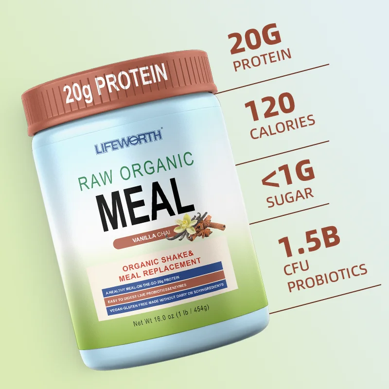 LIFEWORTH Vegan Protein Powder Organic Meal Replacement Shakes Plant Based Pea Protein and Probiotics for Women and Men