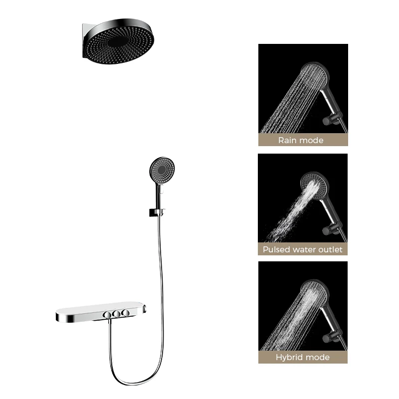 Smart Bathroom 1.5M PVC Shower Hose Brass Hot Cold Water Mixer Concealed In-Wall Shower Faucet Rain Shower Mixer Set