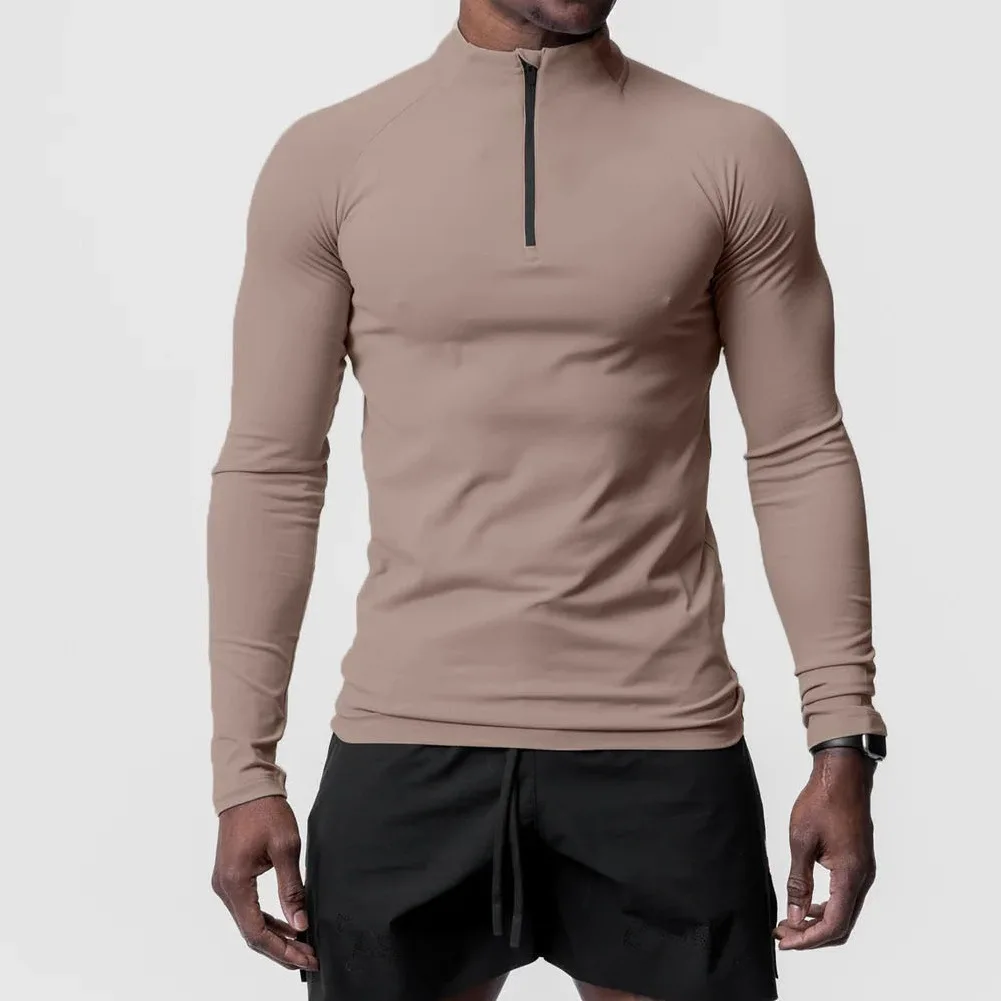 Mens Gym Long Sleeve T Shirt Custom Logo Fitness Workout Long Sleeve Sweatshirt T Shirt