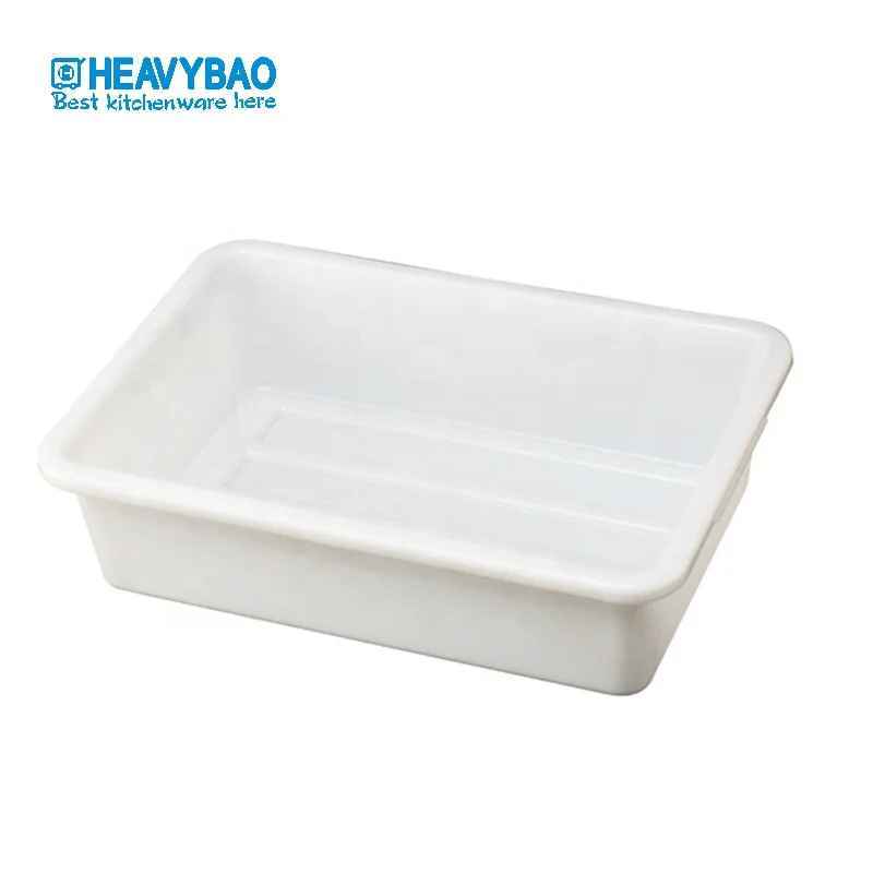 Heavybao Commercial 10-20L White Plastic PP Tray Storage Dish Tote Box for Hotel Kitchen