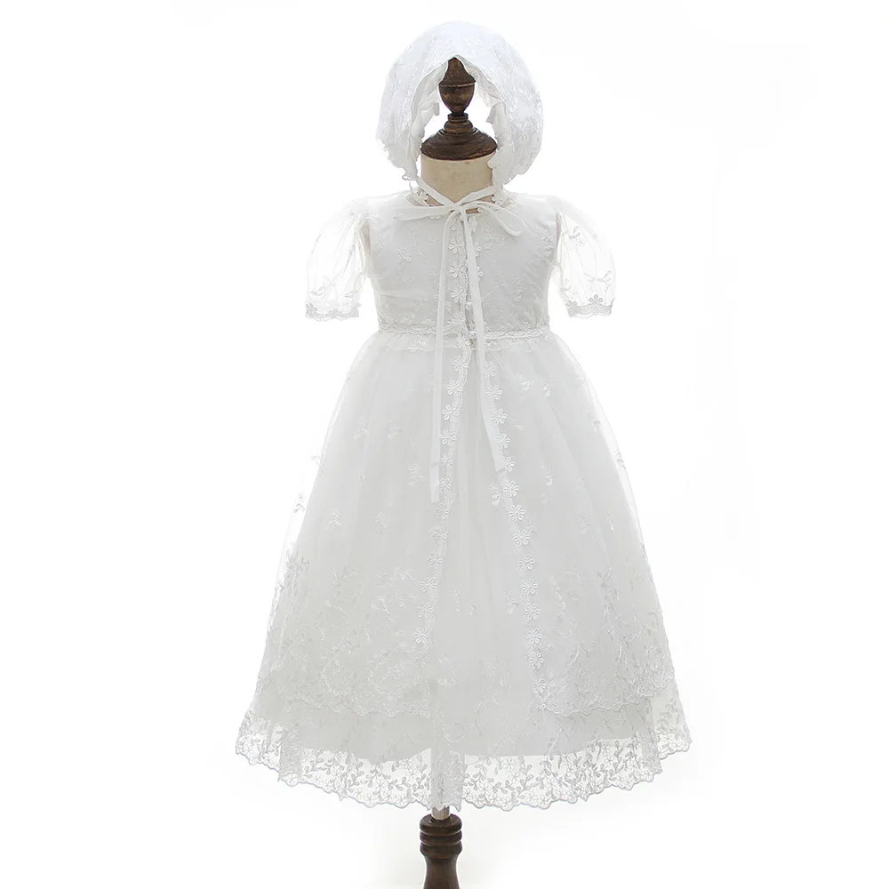New Arrivals Long Baby Lace Christening Dress Baby Girls Baptism Gowns