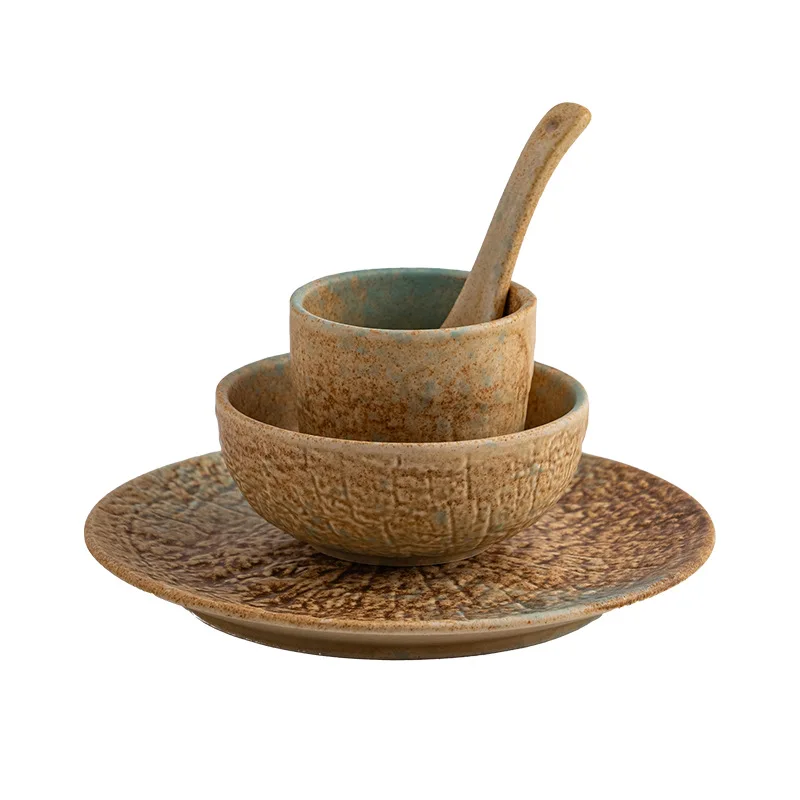 New Design kiln changed Ceramic tableware set dinner bowl plate spoon cup set Japanese restaurant tableware set