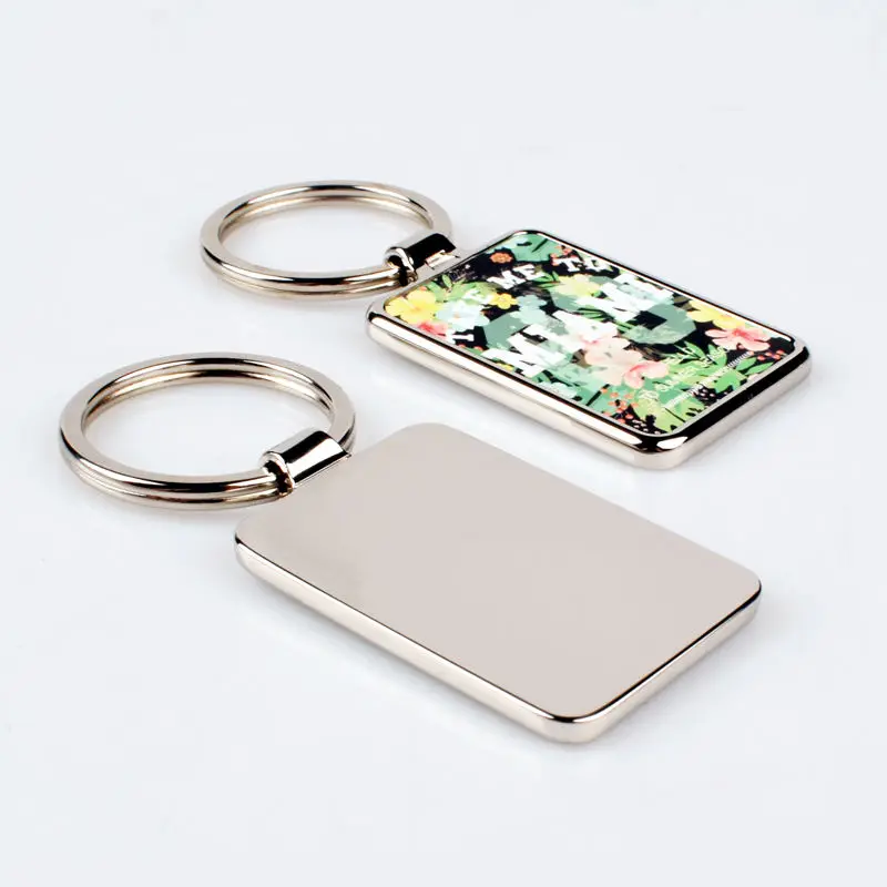 Qualisub Blank Keychains Sublimation Metal Keychain Blanks in Rectangle Shape for Custom Printing