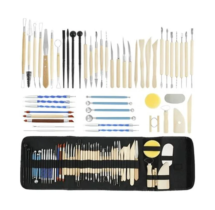 Clay pottery stainless steel pill stick portable tool cloth bag beginner professional mold 52 piece clay set