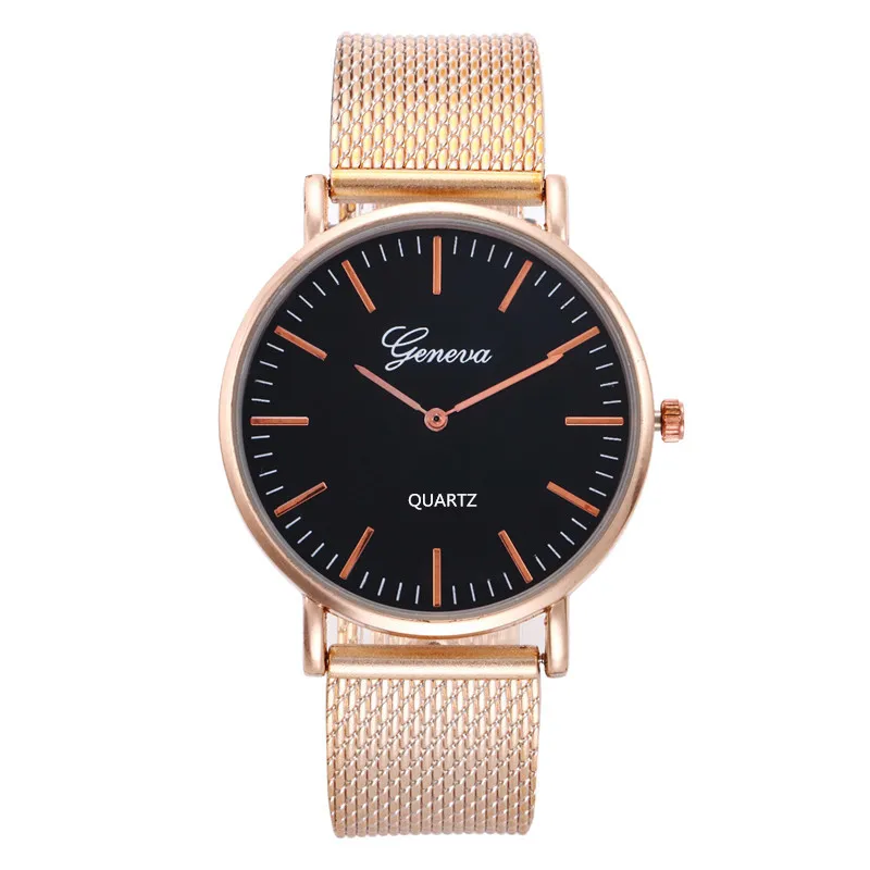 Модные часы Geneva с сетчатым ремешком, простые кварцевые часы для мужчин и женщин, ультра-тонкий сетчатый ремень