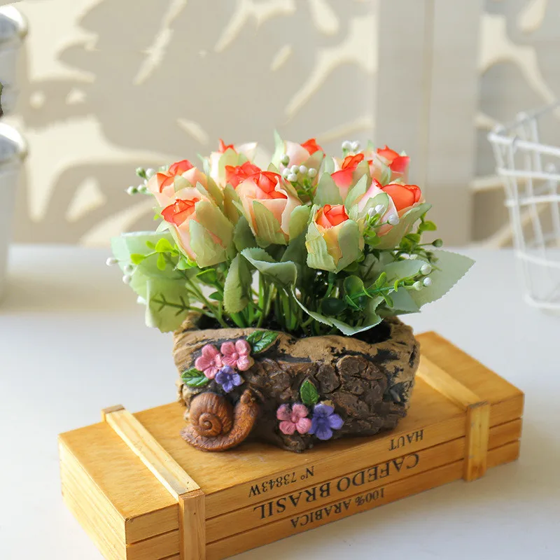 ake flowers 10 rose bud small bonsai creative place simulation plant pot