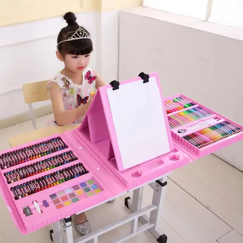 208PCS Painting Art Set With Pastel Oil Mix-color Colorful Pencil Toys New Year Gift Drawing Art Set
