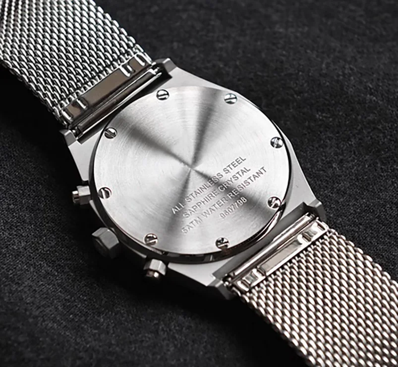 Full stainless steel calendar stopwatch Japan movement men leisure quartz wristwatch