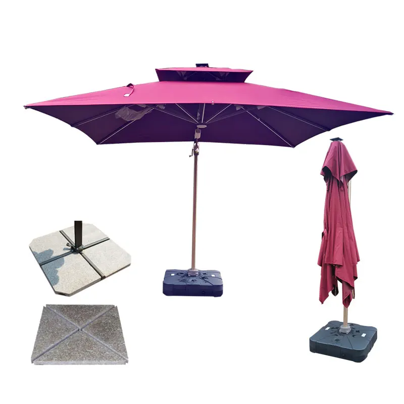 Tuoye Outdoor Patio Waterproof Polyester Parasol Waterproof aluminum Frame 3*3M Double Layer  Roman Umbrella