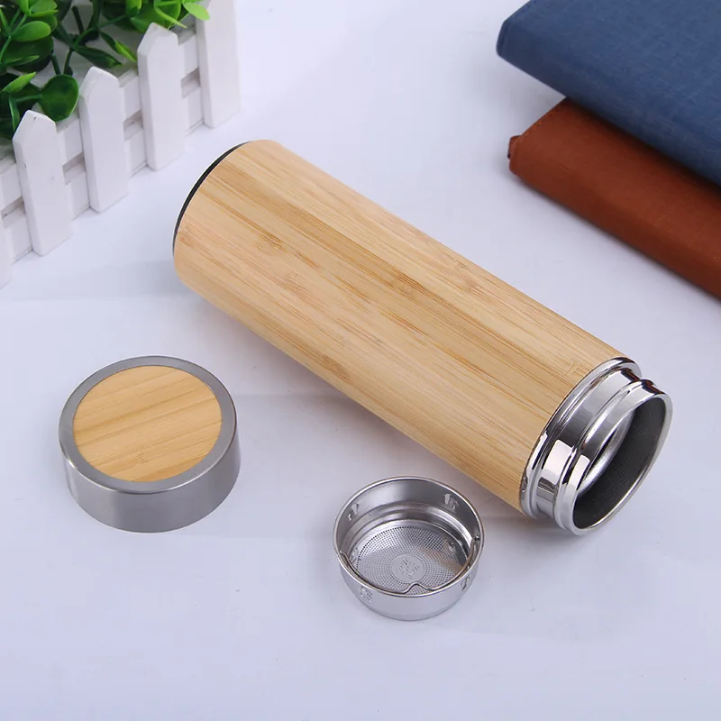 2021 The new style stainless steel straight vacuum flask  creative bamboo purple sand cup ceramic water cup