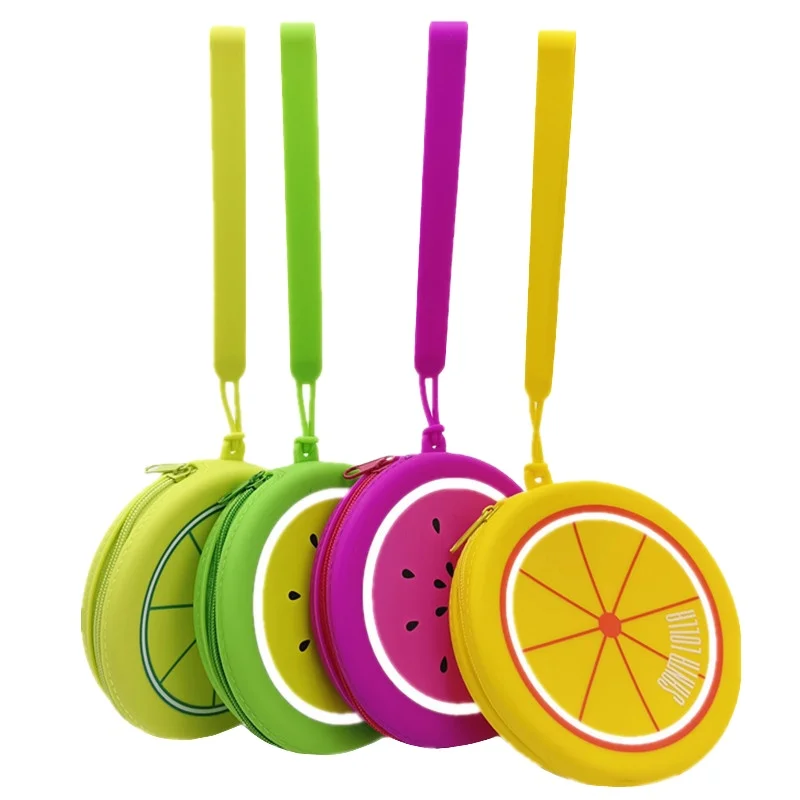 CUTE FRUIT SILICONE COIN PURSE FOR SCHOOL GIRLS KIDS ZIPPER  COIN PURSES MINI  COIN PURSES