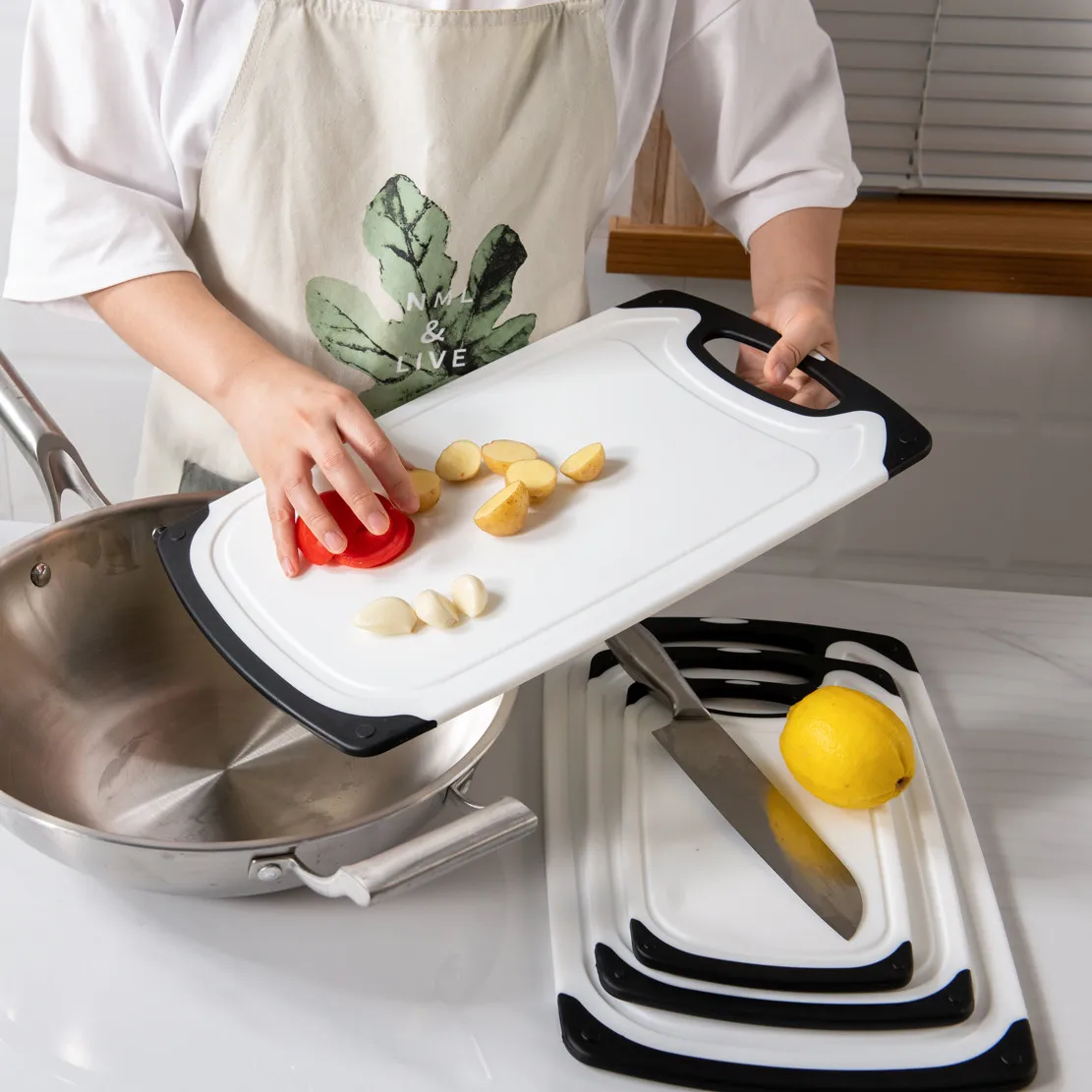 4 Set Kitchen Cutting Board Anti slip Chopping Blocks No Slip Plastic Professional Chopping Boards Sets