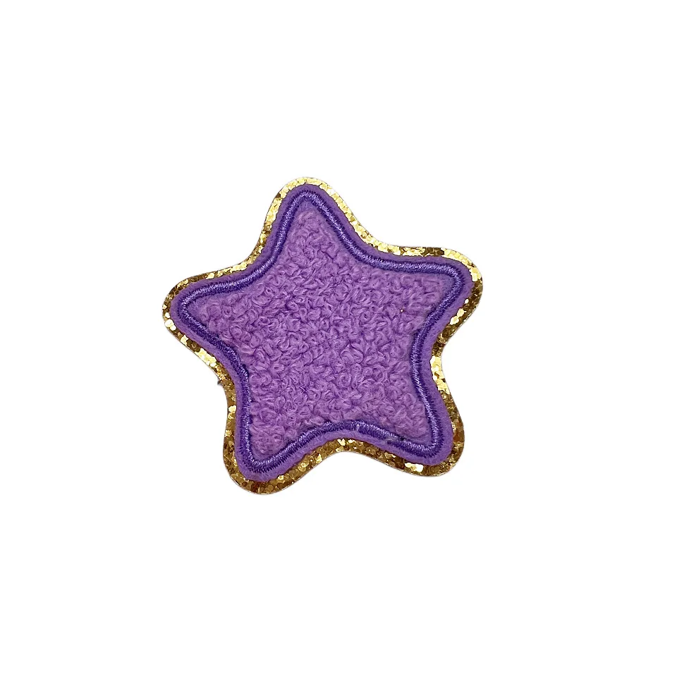 Sticker Self-adhesive Chenille Multicolored Colorful Star Embroidery Patches