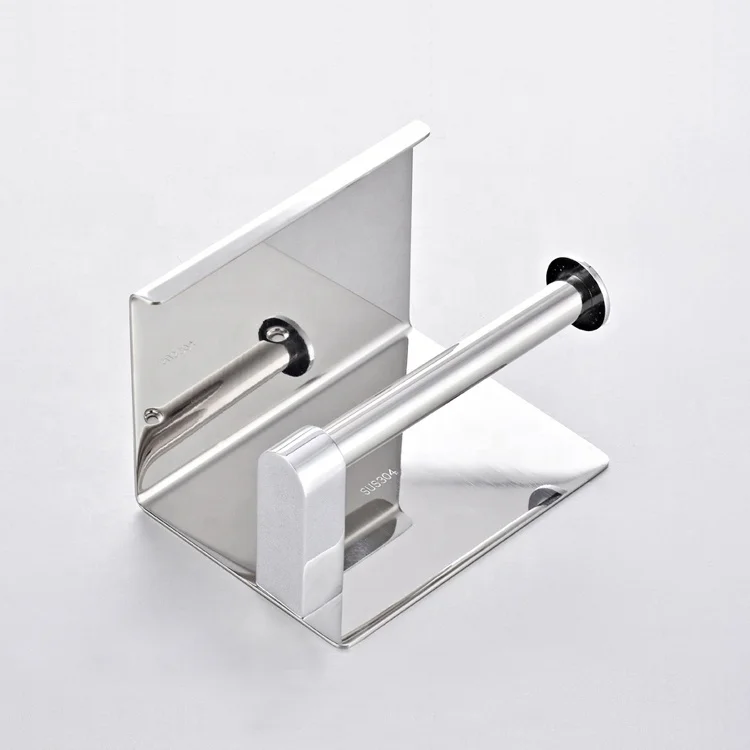 Modern Bathroom Accessories Elegant and Luxury 304 Stainless Steel Wall Mounted Toilet Paper Roll Holder with Phone Shelf