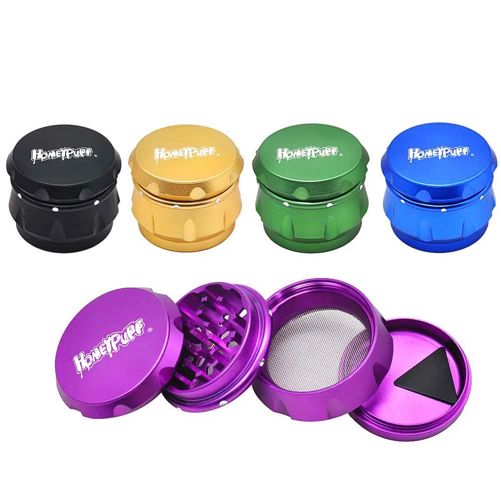 
Customised printed logo manual hand 4 pieces 40mm 63mm zinc alloy pipes peels weed herb grinder 