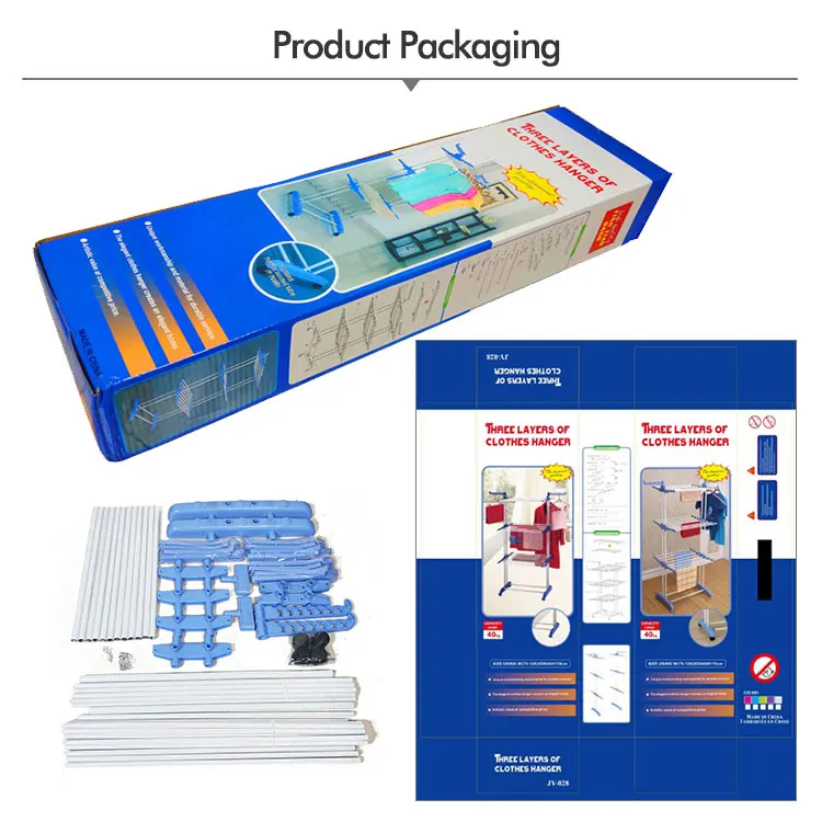 Household European Style Cloth Dryer 4 Tier Foldable Hanger Standing Folding Clothes Drying Rack