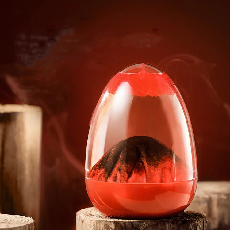 Volcanic Eruption Sensory Liquid Hourglass Volcanic Eruption Shape Personalized Vulcano Egg For Table Decoration