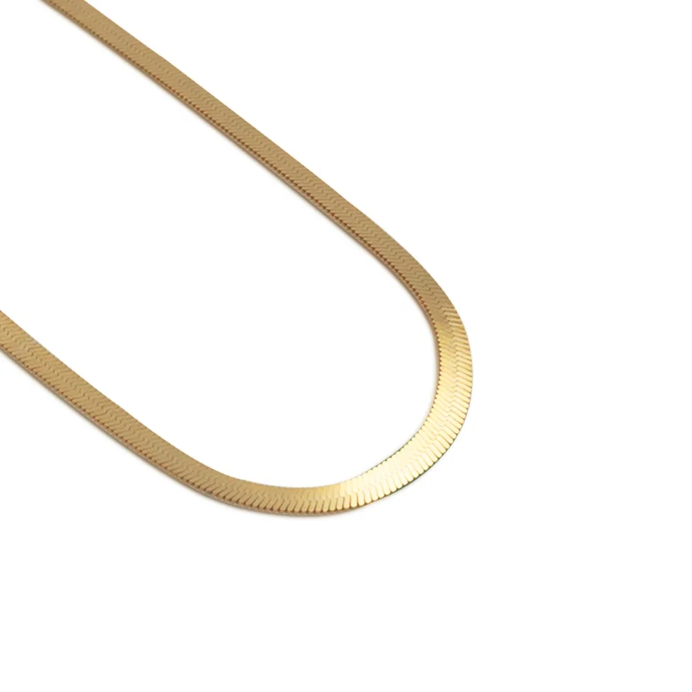 Chris April korean version 925 Sterling silver gold plated fashion herringbone chain choker necklace