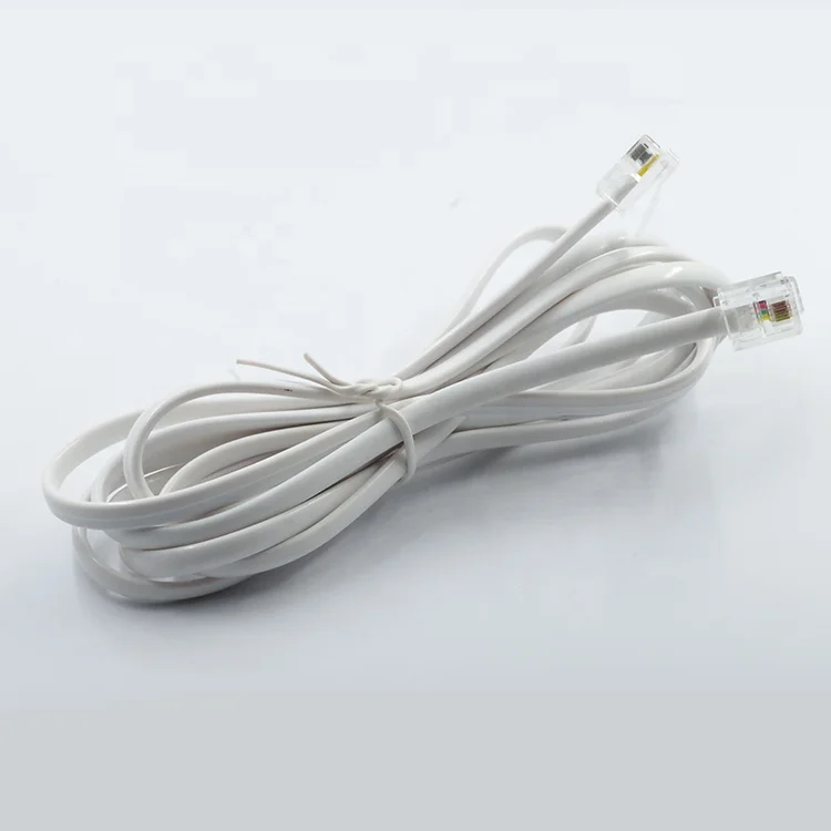 Customized length RJ9 Flat Telephone 4 Core Telephone Cable