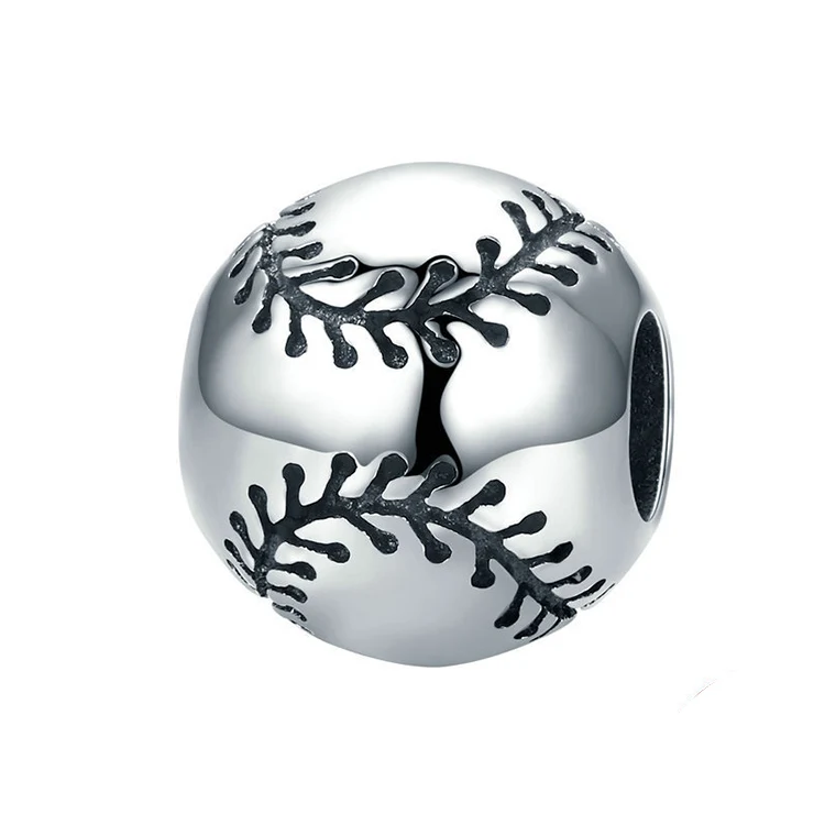 Sport Charms Collection 925 Sterling Silver Round Ball Beads Baseball Volleyball Football Badminton Charm Jewelry