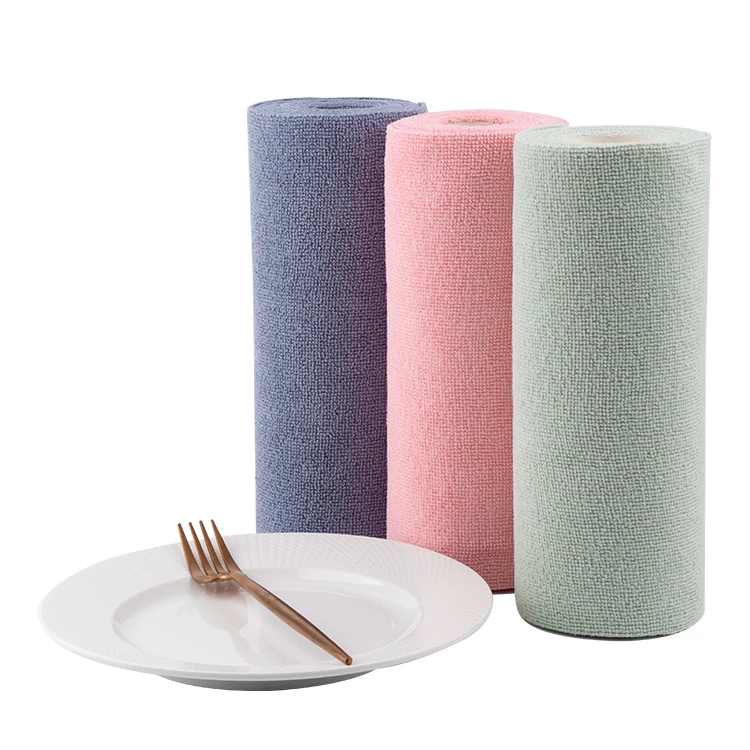 New eco-friendly quick dry 180gsm fabric cloth disposable compressed fantastic clean waste tear away microfiber towel roll