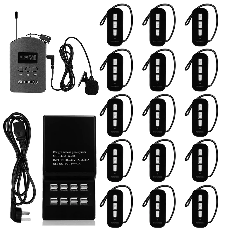 Wireless Ear-hook Tour Guide System With 32-port Charging Case Retekess TT112 TT111