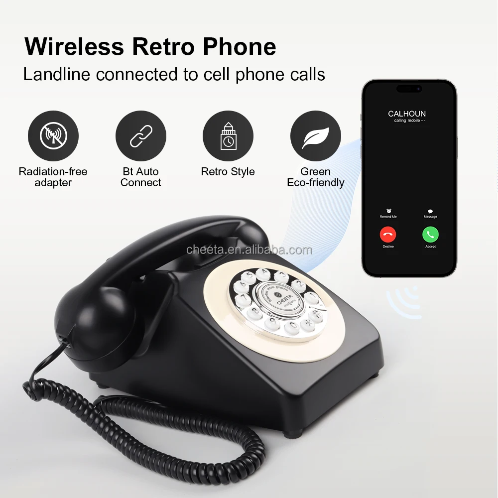 New Bluetooth Telephone Fixed Handset Cordless Phone Desktop Movable Gsm Esim Wireless Phone for Office Home Use