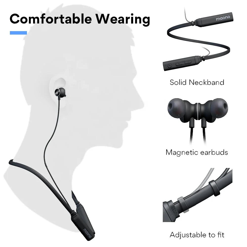 Heavy Bass Neckband Earphone With Mic Sport Headphone Noise Cancelling Headset