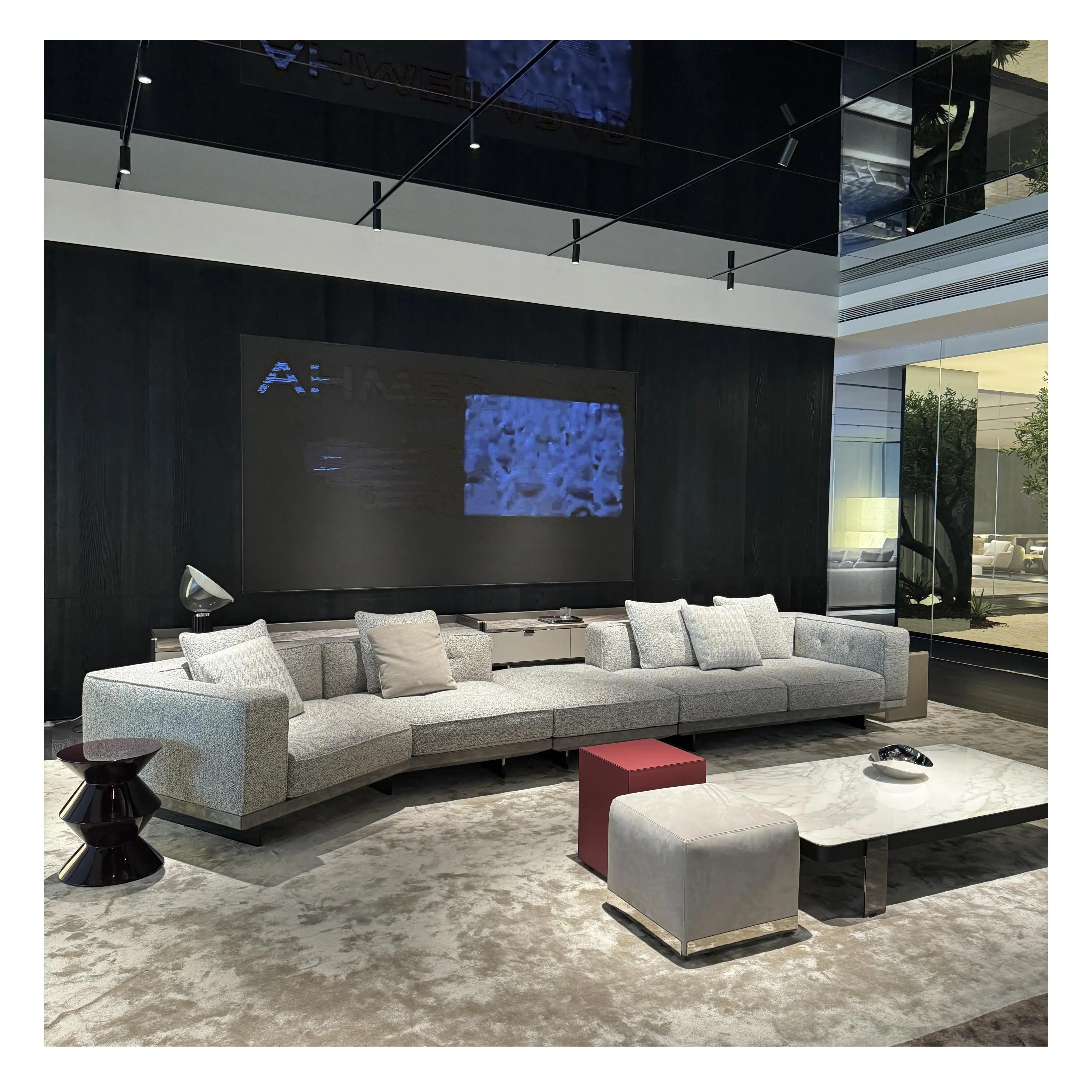 Italian New Minimalist Design Dylan Extendable Sectional Sofa Set Cotton Linen Fabric Foshan Furniture Brand