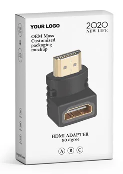  Позолоченный OEM HDMI удлинитель 1080P штекер на гнездо 90 градусов прямоугольный разъем адаптер конвертер