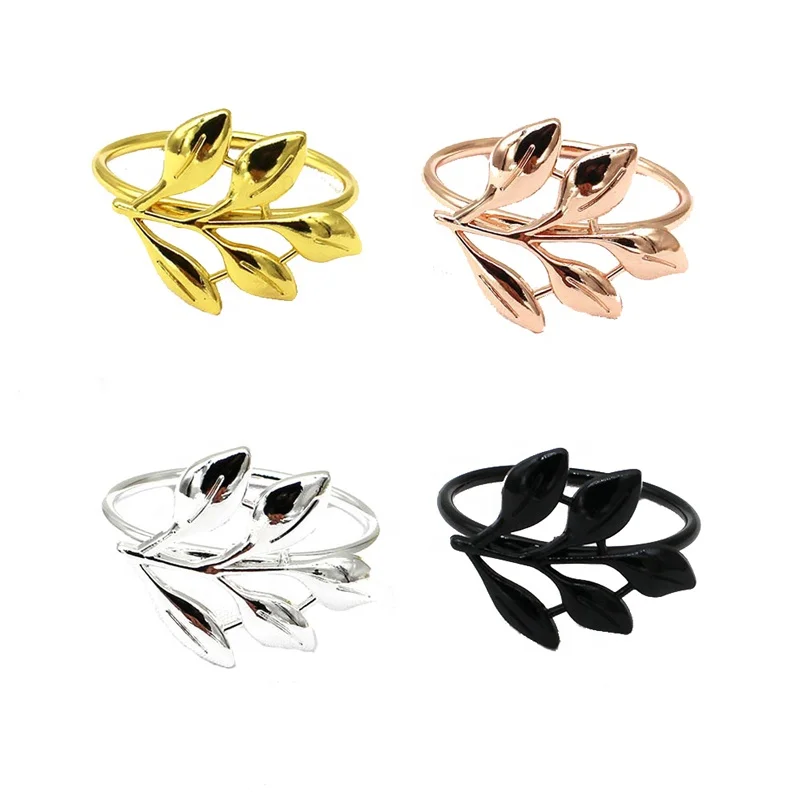 Cheap Metal Leaf Napkin Rings Leaves Flower Napkin Holder Napkin Buckle for For Wedding Party Home Dinners Decor HWL02