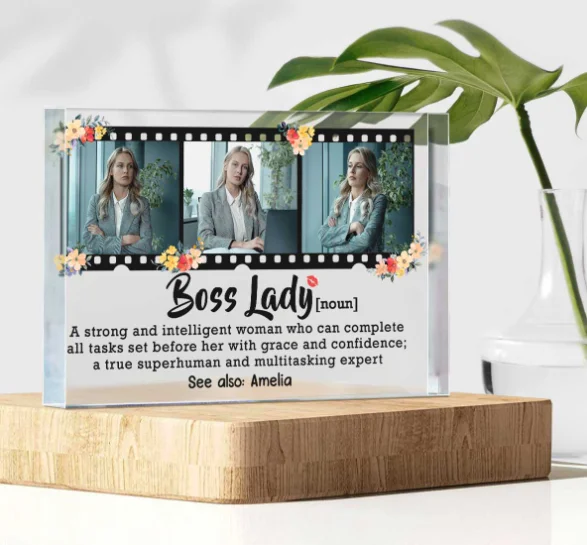 Acrylic gift for Boss Lady Definition Personalized Photo Acrylic Plaque Christmas Gift For Female Manager