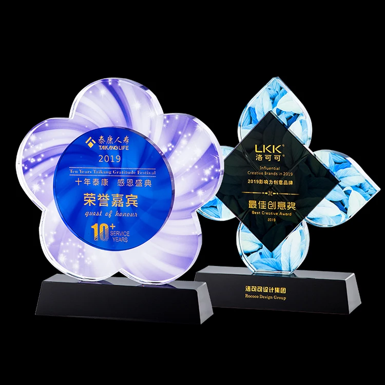 
flower Shape Crystal Awards Plaque for competition award 