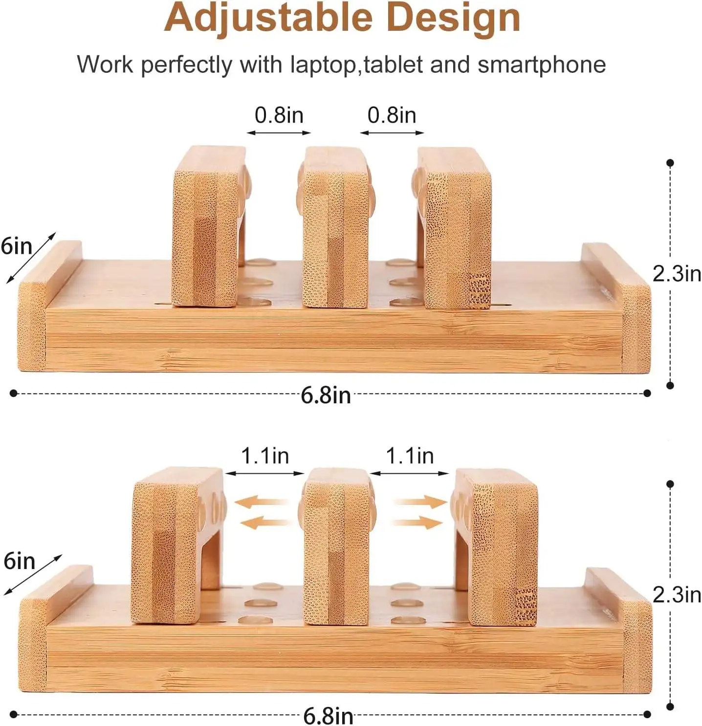 Bamboo Vertical Laptop Stand Adjustable Wooden Non Slip Laptop Dock Compatible With Microsoft Surface Gaming Laptops Ipad Tablet