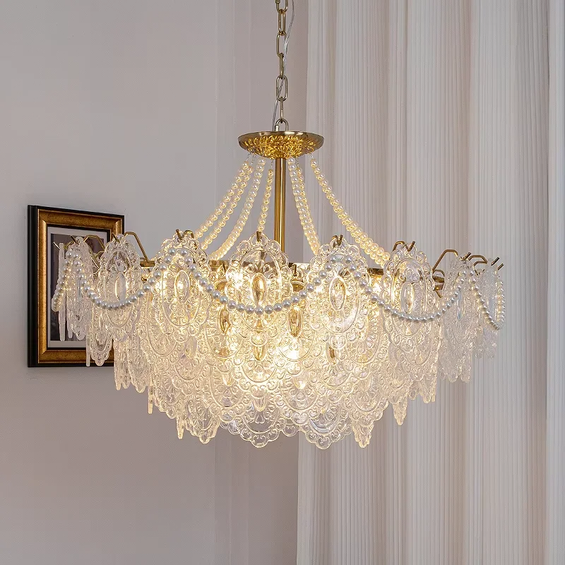 Palace Style Vintage Elegant Art LED Hanging Lamps Luxury Modern Wedding Restaurant High Ceiling K9 Crystal Chandelier