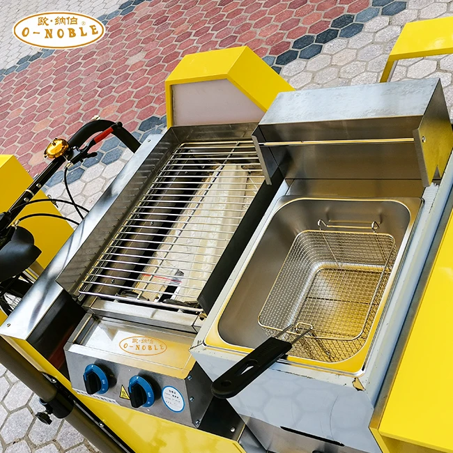 Electric power three-wheeled snack cart with awning barbecue bike can be connected to gas