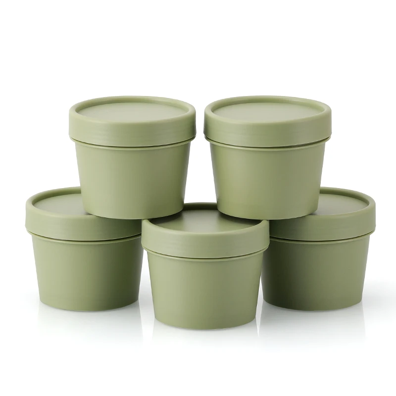 Factory direct 100g round box single layer with gasket PP green scrub clean mud mask body packaging container cream jar