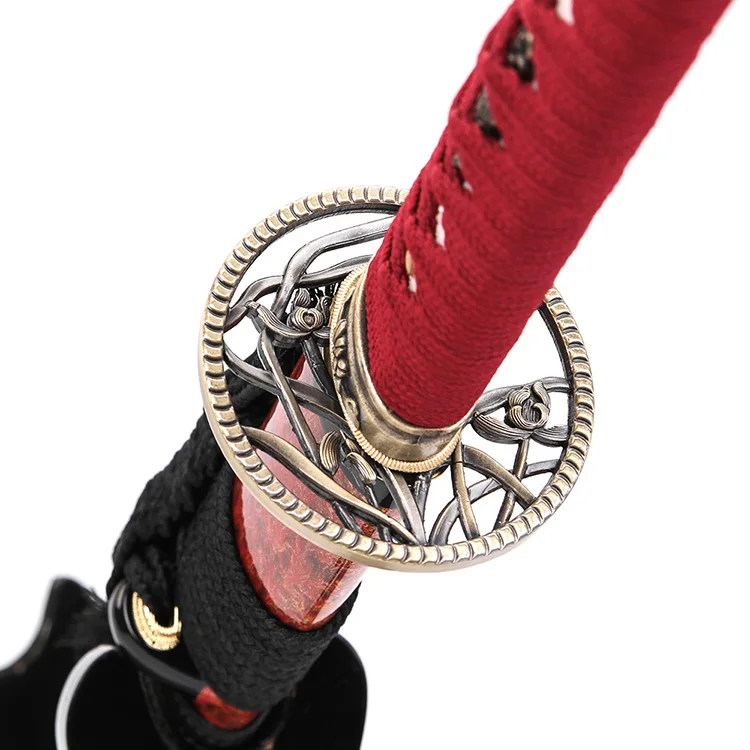 Attractive Design Red Handle Sword Hand Forged Japanese Samurai Ninja Toy Swords