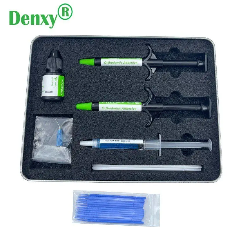 Denxy Dental High Quality Composite Resin for Brackets Green glue Orthodontic Adhesive Light cure Orthodontic Bonding Kit