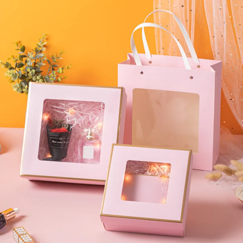 Window gift box make up gift box set gift box with bag