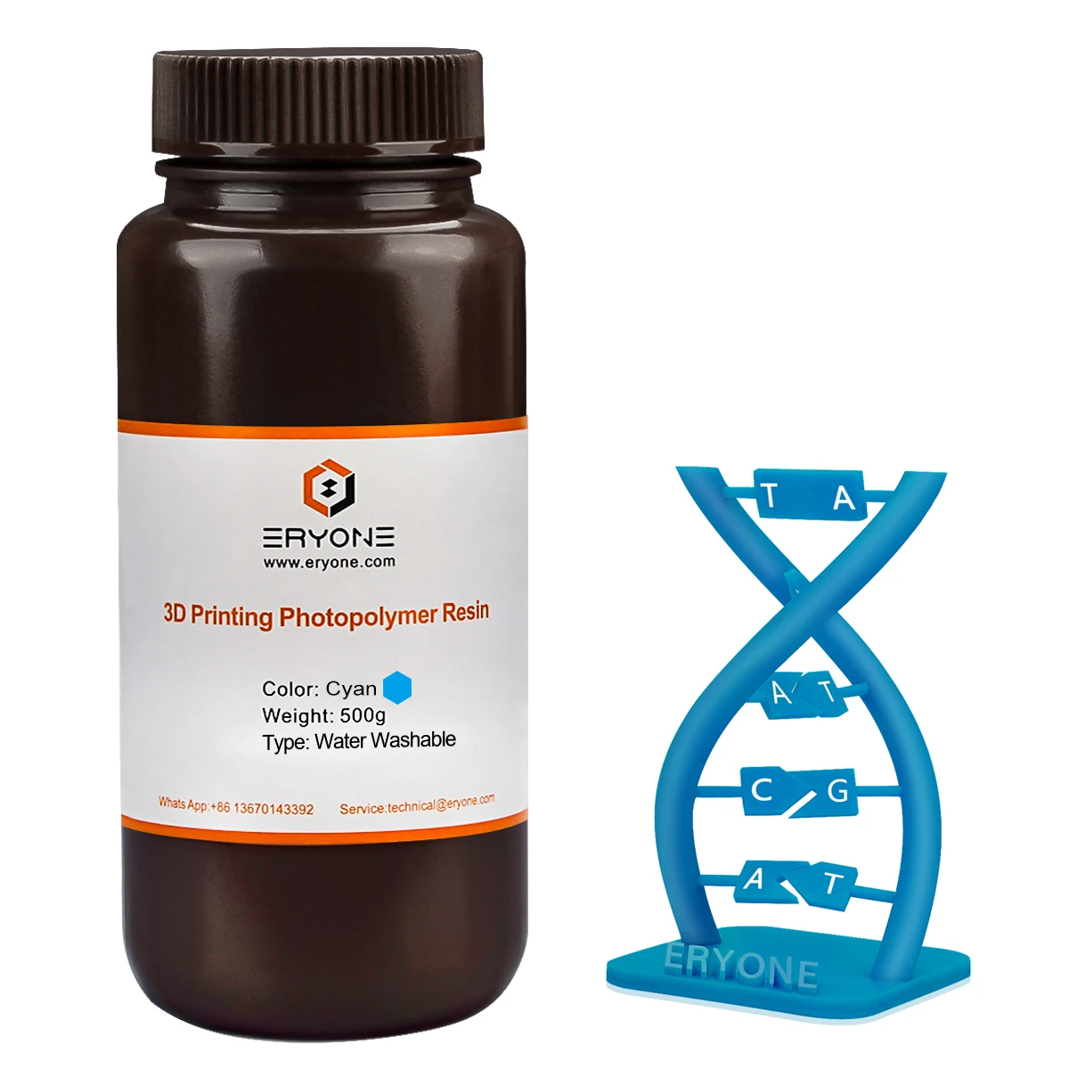 Eryone Factory Direct Sale 3D Printing Water Washable Resin 405nm Photopolymer Resin 500ml LCD DLP UV Sensitive for 3D Printer