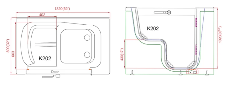 
Zink K202 Wheelchair Shower Combo Walk-In Tub For Disabled Handicap 