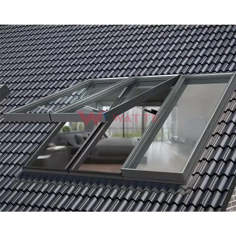 High Quality Metal Aluminum Frame Water Proof Rooflight Motorized Open Flat Roof Glass Window Aluminium skylight